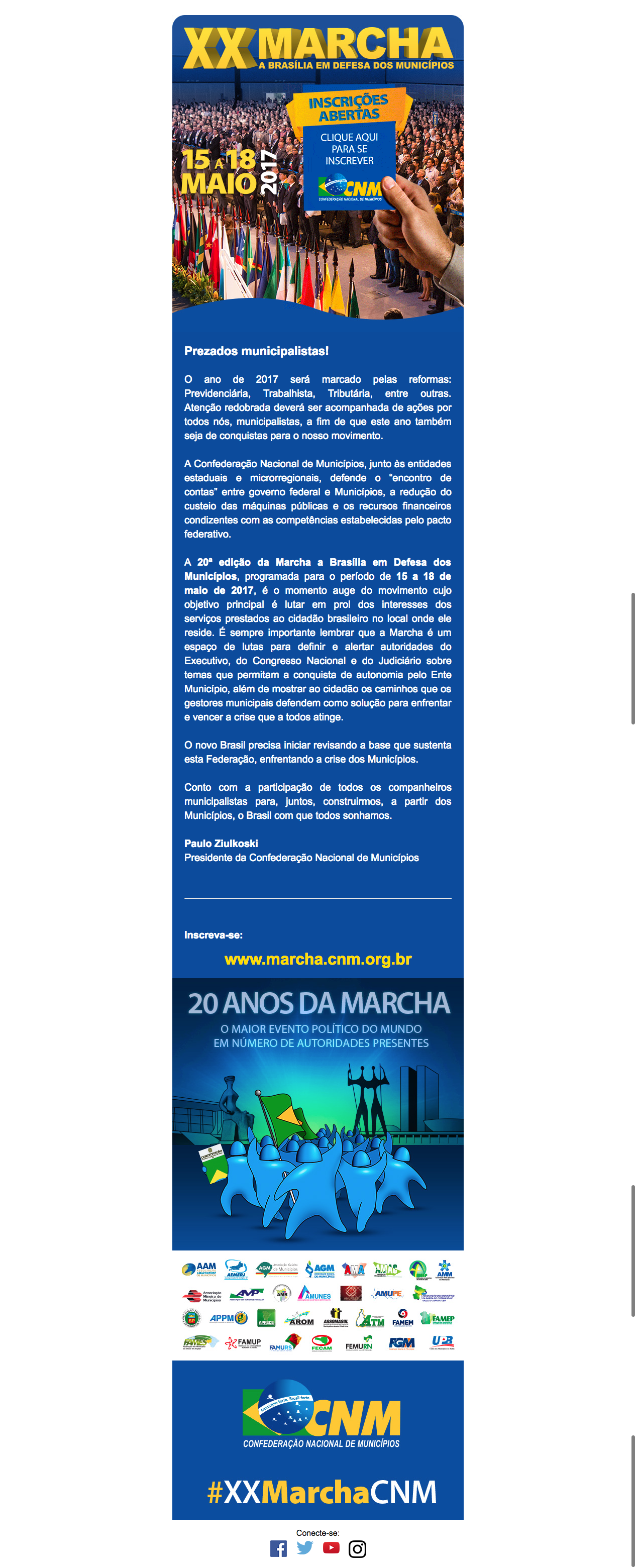 A Confederação Nacional dos Municípios Convida Vereadores para a Marcha Rumo à Brasília