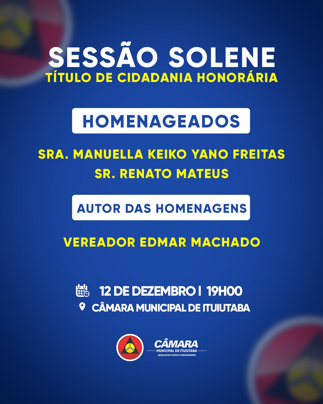 Entrega de Título de Cidadania Honorária a duas grandes personalidades.  