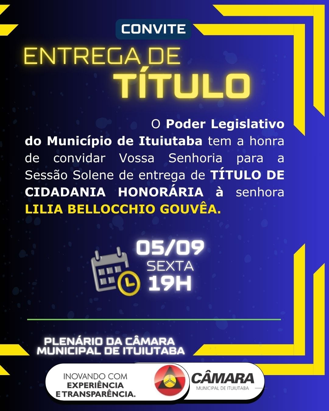 Entrega de Título de Cidadania Honorária em Ituiutaba