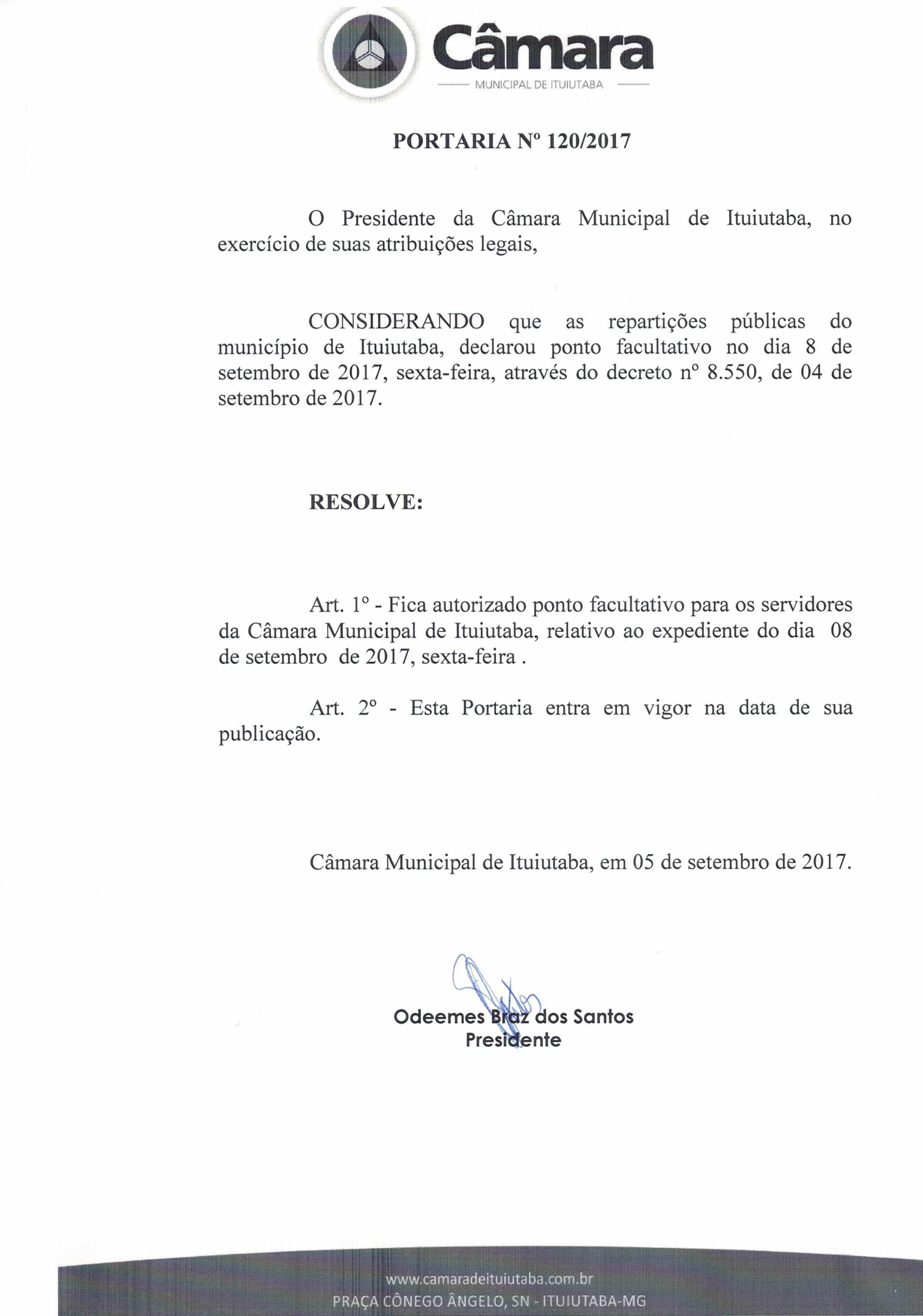 Nesta sexta-feira dia 08 de setembro de 2017, não haverá expediente municipal
