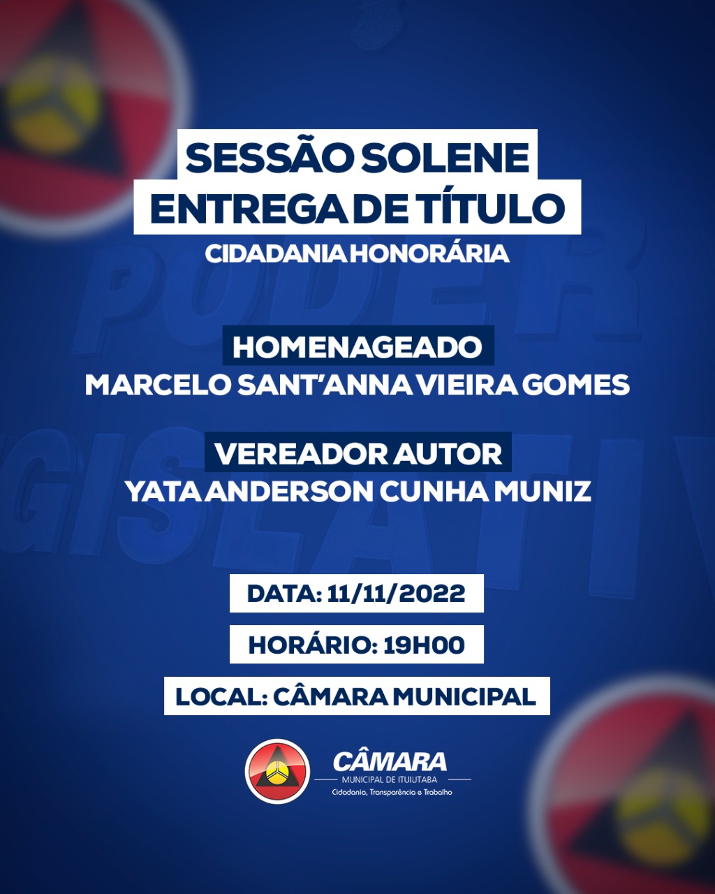 Sessão Solene de entrega de Título de Cidadania Honorária 