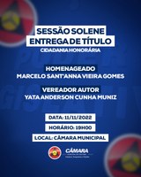 Sessão Solene de entrega de Título de Cidadania Honorária 